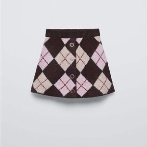 Zara Argyle Skirt - Brown and Pink